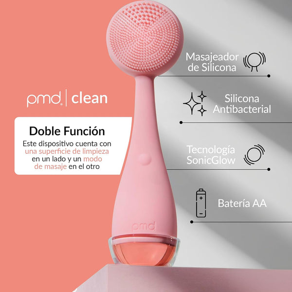 PMD Clean Blush | Dispositivo Skin Care de Limpiador Facial con Tecnología SonicGlow™ | Masajeador Facial Resistente al Agua Ergonómico | Kit Skincare Ideal para Aplicar Cremas y Aceites | Cuidado Facial